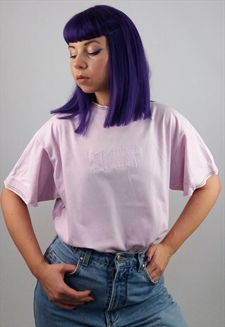 VINTAGE 80'S LEE GOSSIP EMBROIDERY T-SHIRT PINK