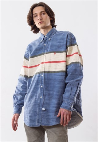 90'S VINTAGE MENS POLO RALPH LAUREN LONG SLEEVE HEAVY SHIRT
