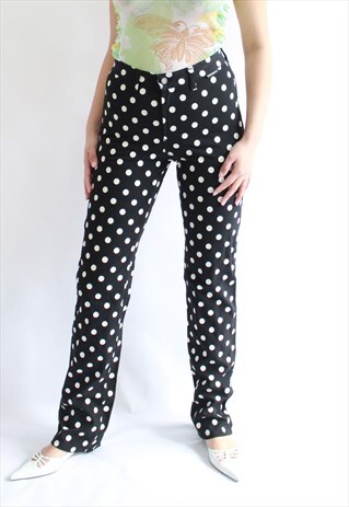 VINTAGE GIANFRANCO FERRE HIGH WAIST BLACK POLKA DOT TROUSERS