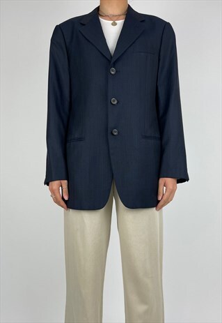 ARMANI VINTAGE BLAZER JACKET 90S NAVY SUIT MENS BLUE