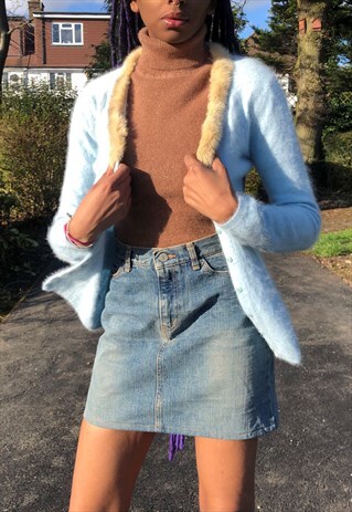 REWORKED FAUX FUR TRIM CARDI