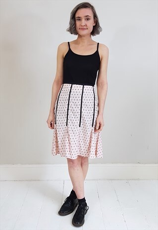 VINTAGE 90'S BABY PINK SKIRT WITH BLACK BINDING