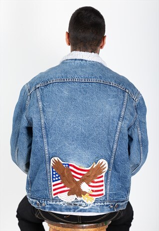 TRUCKER DENIM VINTAGE 80S LEVIS SHEEPSKIN JACKET / S8538