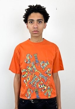 Vintage 90s orange logo t-shirt 