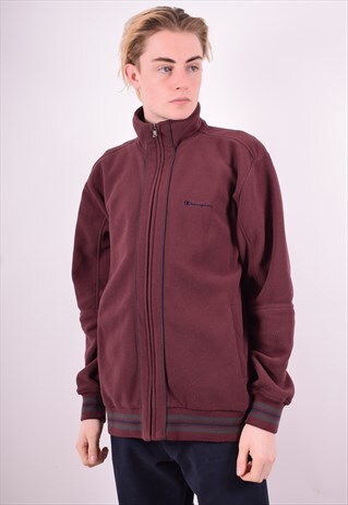 CHAMPION MENS VINTAGE FLEECE JACKET XXL PURPLE 90'S