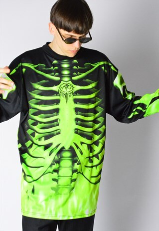 VINTAGE 90S LIME GREEN BLACK RACING SPORTS SHIRT