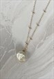 GOLD CREAM FAUX NATURAL SHELL DAINTY CHARM PENDANT  NECKLACE