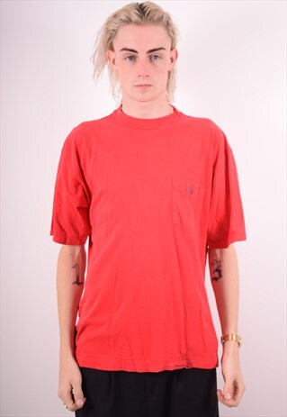 NAUTICA MENS VINTAGE T-SHIRT TOP LARGE RED 90S