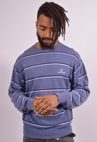 FRED PERRY MENS VINTAGE JUMPER SWEATER MEDIUM PURPLE 90'S