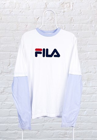 VINTAGE FILA T-SHIRT LIGHTWEIGHT SWEATSHIRT LARGE
