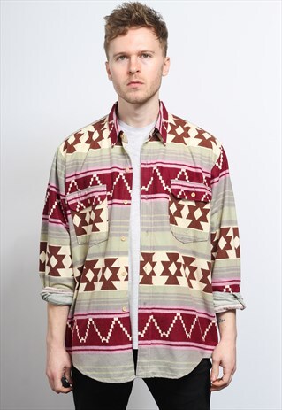 VINTAGE AZTEC PATTERNED SHIRT