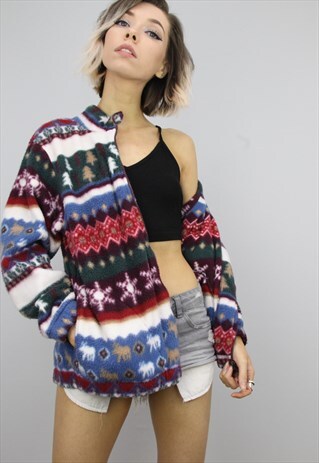 VINTAGE 90S OVERSIZED PATTERNED FLEECE