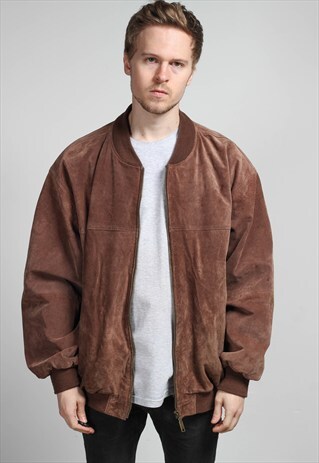 VINTAGE OVERSIZED SUEDE BOMBER JACKET
