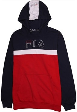 Vintage 90's Fila Hoodie Pullover Spellout Navy Blue XXLarge