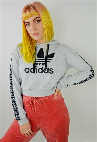 VINTAGE ADIDAS TREFOIL RIBBON CROPPED HOODIE
