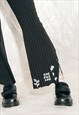 VINTAGE FLARE TROUSERS Y2K REWORKED SLIT PANTS IN BLACK
