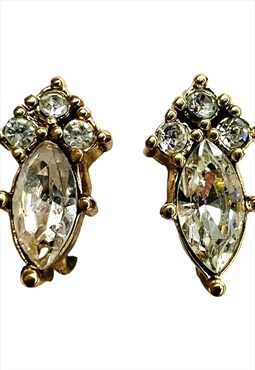 Christian Dior Gold Crystal Clip on Vintage 