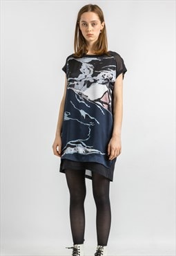 All Saints Silky Long Printed Top Woman Small 6023