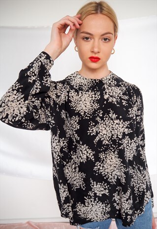 VINTAGE VERSACE FLORAL OPEN BACK BLOUSE