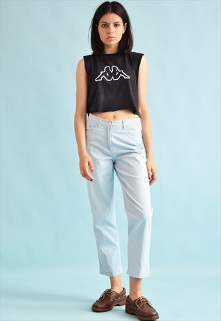 90'S RETRO HIGH WAIST PASTEL STRAIGHT DENIM JEANS