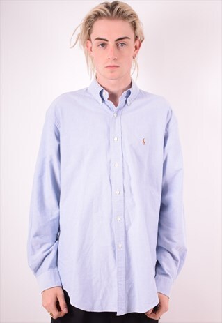 POLO RALPH LAUREN MENS VINTAGE SHIRT LARGE BLUE 90S