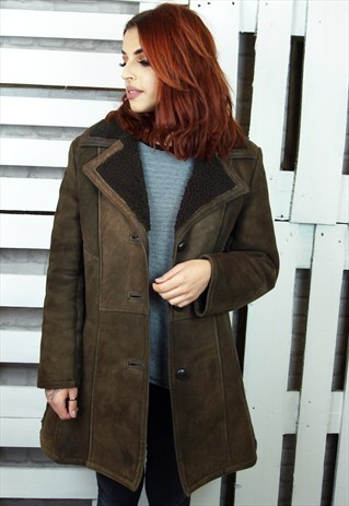 BROWN SHEARLING SHEEPSKIN COAT