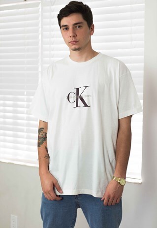 DEADSTOCK VINTAGE CK CALVIN KLEIN T-SHIRT LOGO 90S X 7.7
