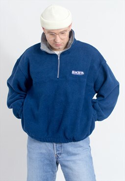 Vintage 90s oversized fleece jacket in blue