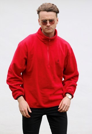 NAUTICA 1/4 ZIP USA SCARLET RED FLEECE SWEATSHIRT
