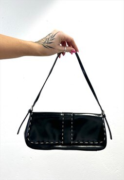 Vintage Y2k Black Leather Handbag