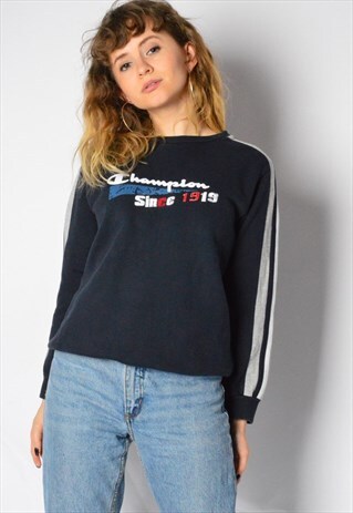 Y2K NAVY BLUE CHAMPION SPORTS SWEATSHIRT PETITE