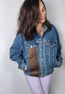 Vintage Denim jacket Reworked with Louis Vuitton leather M