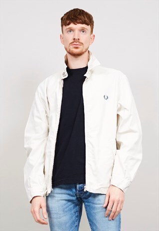 VINTAGE 90'S FRED PERRY BEIGE BOMBER JACKET