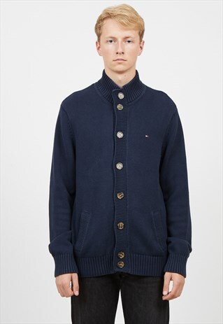 VINTAGE NAVY TOMMY HILFIGER KNIT CARDIGAN SWEATER