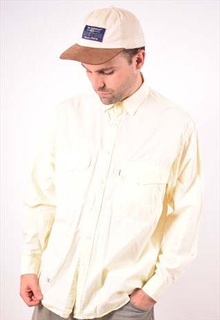 VALENTINO MENS VINTAGE SHIRT LARGE YELLOW 90S