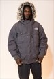 VINTAGE THE NORTH FACE HYVENT HOODED PADDED FUR JACKET 