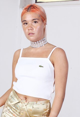 VINTAGE LACOSTE WHITE STRAPPY VEST TOP