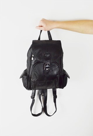 BLACK LEATHER BACKPACK BAG