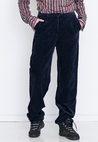 VINTAGE DARK BLUE CORDUROY TROUSERS