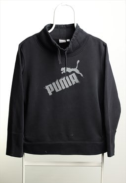 Vintage Puma Shawl Neck Sweatshirt Black Unisex Size M