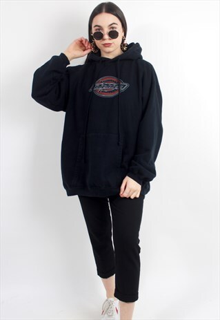 90'S RETRO BLACK SPELL-OUT OVERSIZED HOODIE