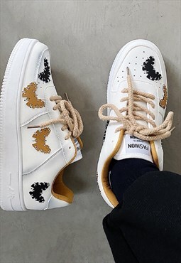 Retro classic sneakers butterflies trainers in white
