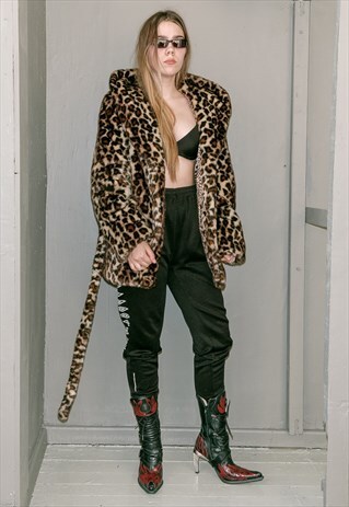 VINTAGE FAUX FUR LEOPARD COAT