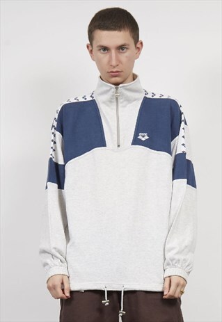 VINTAGE 80'S ARENA GREY QUARTER ZIP SWEATSHIRT