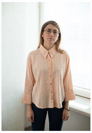 VINTAGE 80'S PASTEL ORANGE STRIPED SHIRT