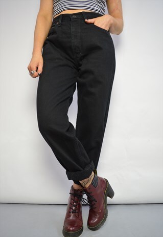 90S LEVI'S 615 ORANGE TAB BLACK WASH HIGH WAIST DENIM JEANS