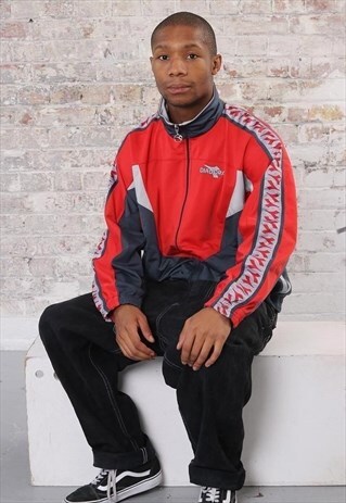 VINTAGE DIADORA TAPE LOGO TRACK JACKET RED