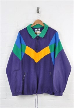 Vintage Fleece 1/4 Zip 80s Block Colour Purple/Green XL