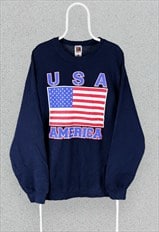 Vintage USA America Sweatshirt Flag Graphic Heavy Mens XL