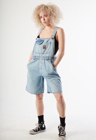 90S VINTAGE LIGHT BLUE SHORT DENIM OVERALL